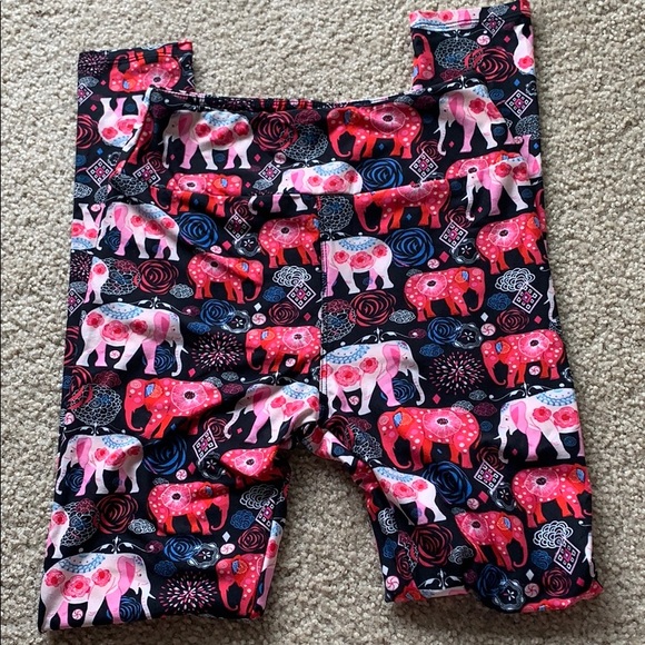 LuLaRoe Pants - Black Pink Blue Elephant LuLaRoe Leggings One Sz